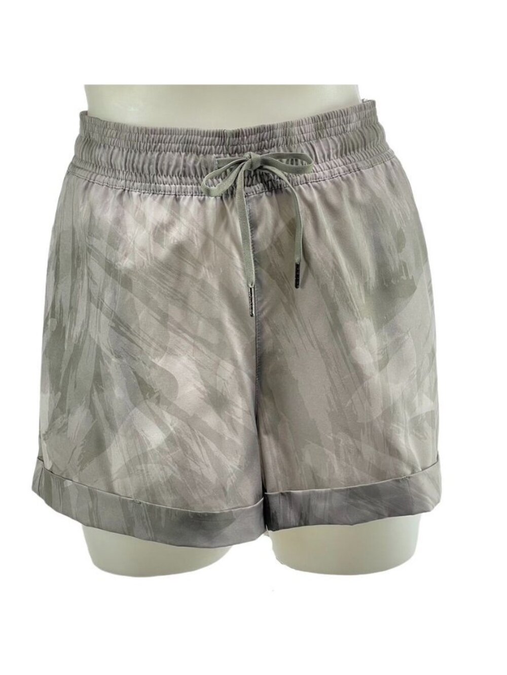 Gaiam Womens Gray Abstract Patterned Athletic Shorts Size L Polyester-Spandex Bl